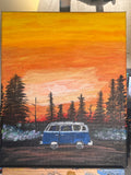 Sunset Forest – Blue VW Bus