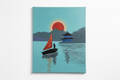 Serene Japanese Sunset Sailboat Painting